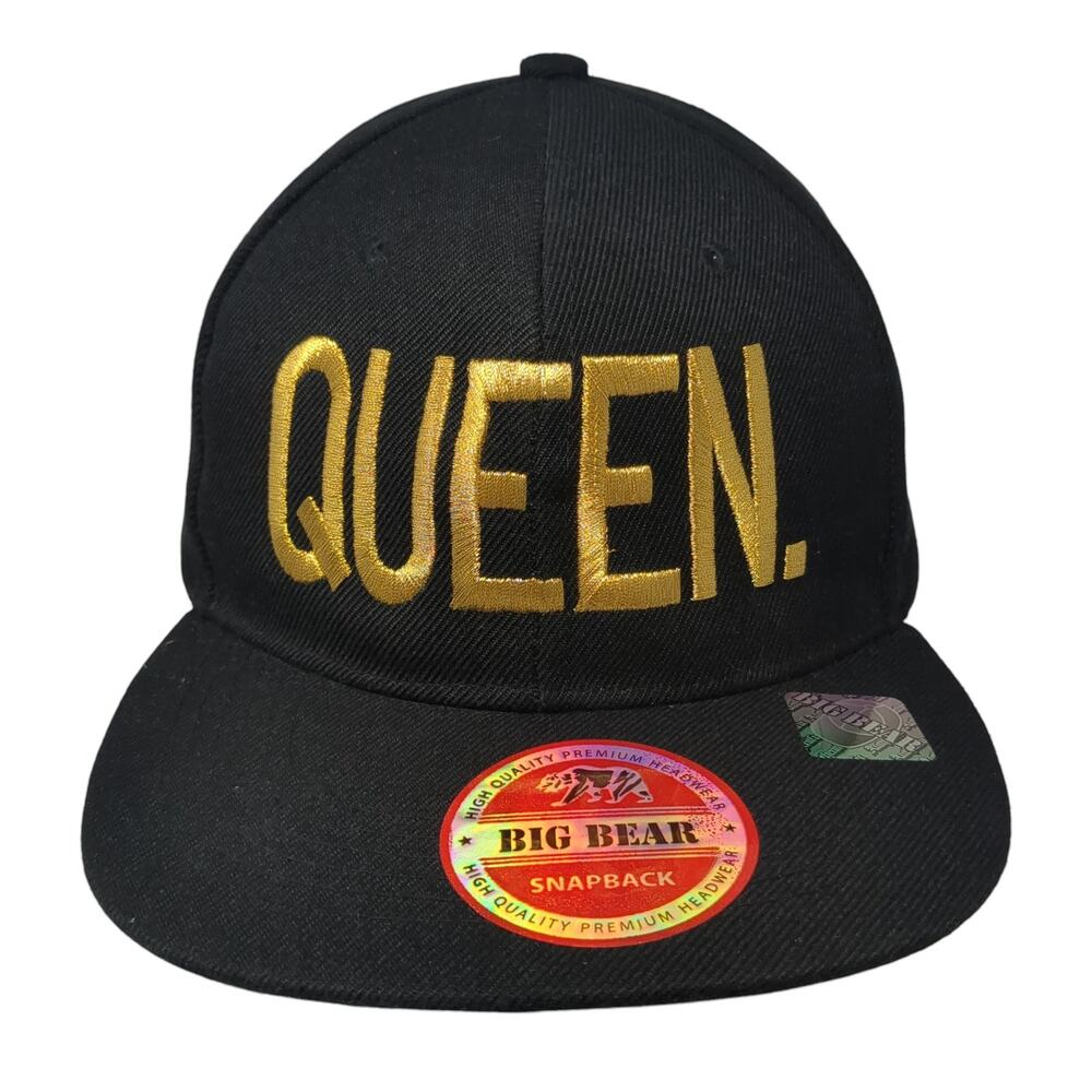Queen Snapback Hat Black One Size Adjustable Embroidered Big Bear